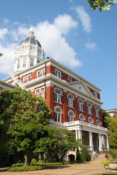 Facade of Jesse Hall (1895) at University of Missouri. Columbia, MO.