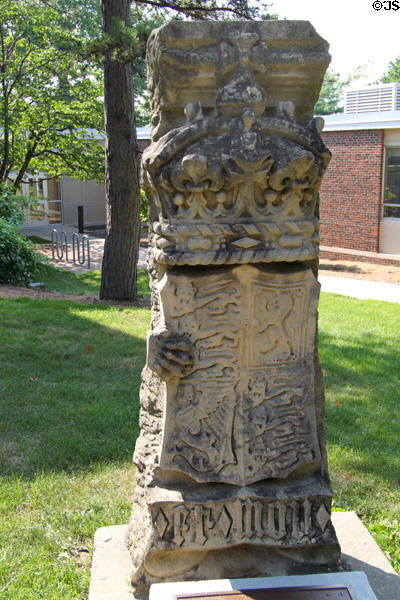 Stone from London Houses of Parliament presented to Missouri School of Journalism by Reuters in 1937 at University of Missouri. Columbia, MO.