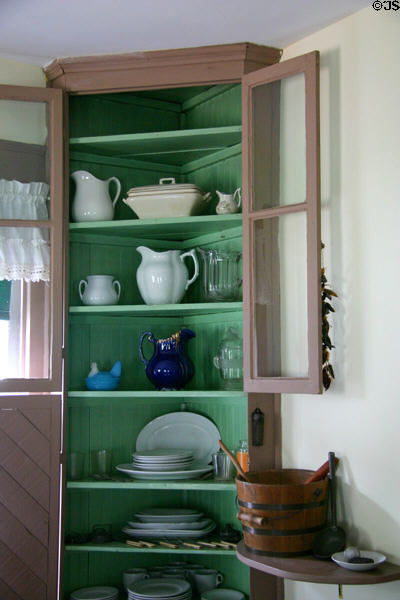 Corner cupboard with China at Truman Birthplace House. Lamar, MO.