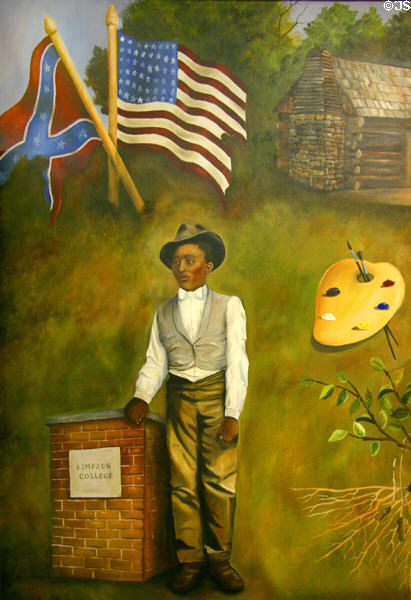 Detail of painting of George Washington Carver at Simpson College by Paulette Jeck at Carver's Birthplace National Monument. Diamond, MO.