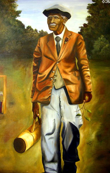 Detail of painting of George Washington Carver as old man by Paulette Jeck at Carver's Birthplace National Monument. Diamond, MO.