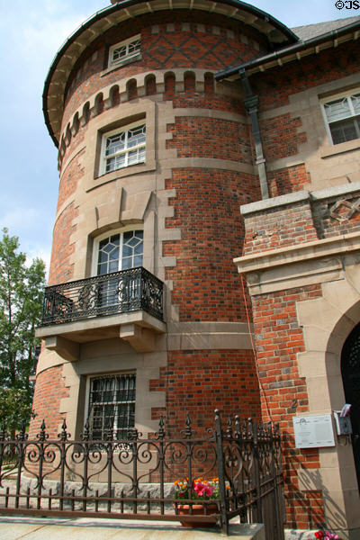 Corner Chateau-style turret of Charles W. Clark Chateau. Butte, MT.