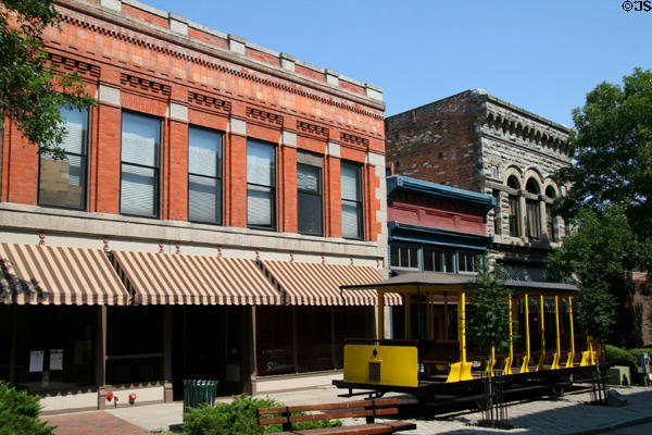 Dunphy Block (1860s remodeled 1890s) (38 S. Last Chance Gulch) plus an original Helena Streetcar. Helena, MT.