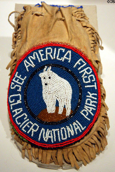 Blackfoot beadwork purse with Great Northern Railroad logo at Museum of the Rockies. Bozeman, MT.