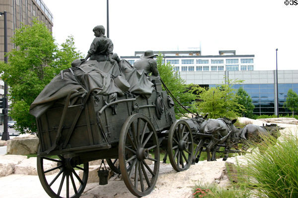 Omaha Wagon Trail Monument (2005) by Blair Buswell & Ed Fraughton. Omaha, NE.