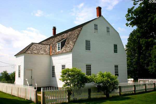 Side of Meeting House showing gambrel roof in Canterbury Shaker Village. NH.