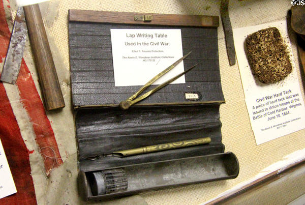 Civil War lap writing table at Woodman Museum. Dover, NH.