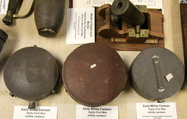 Civil War militia canteens at Woodman Museum. Dover, NH.