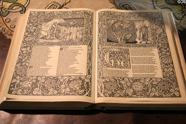 Craftsman-style book of poetry & history at Stickley Museum at Craftsman Farms. Morris Plains, NJ.