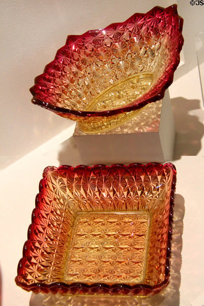 Amberina pressed glass (c1885) by Gillinder & Sons of Philadelphia, PA at Museum of American Glass. Milville, NJ.