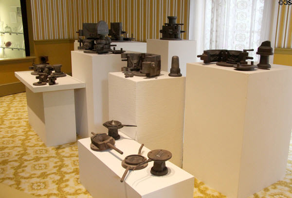 Collection of pressed glass molds at Museum of American Glass. Milville, NJ.