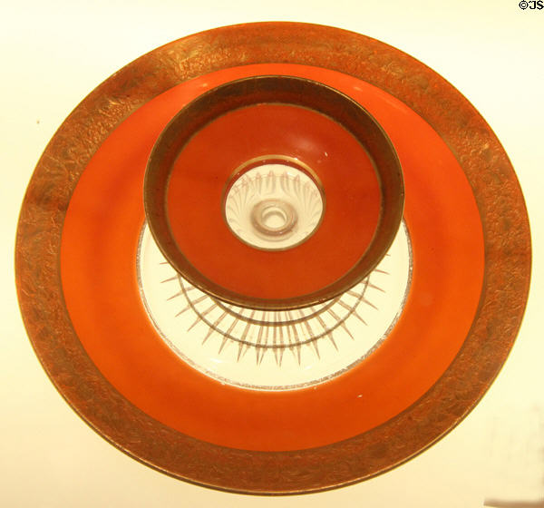 Cheese & cracker set (1920-30) by Central Glass Co. of Wheeling, WV at Museum of American Glass. Milville, NJ.