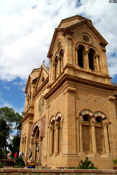 St Francis Cathedral with Romanesque arches. Santa Fe, NM.
