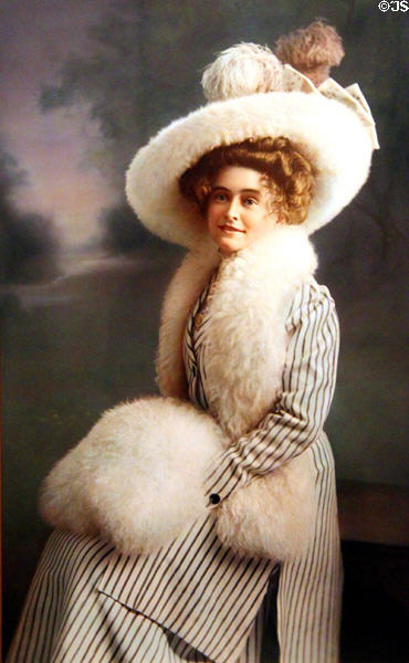 Portrait of Carrie Tingley (1877-1961) wife of NM's 11th state governor & founder of a hospital for crippled children at New Mexico History Museum. Santa Fe, NM.