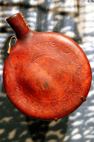 Leather canteen (1850s) at New Mexico History Museum. Santa Fe, NM.
