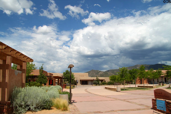 Museum of New Mexico Milner Plaza at the heart of Museum Hill. Santa Fe, NM. Architect: Lloyd & Tryk Architects.