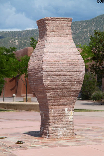 Fountain on Museum of New Mexico's Milner Plaza. Santa Fe, NM.