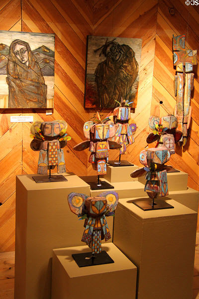 Carved Indian dolls in shop at Wheelwright Museum of the American Indian. Santa Fe, NM.