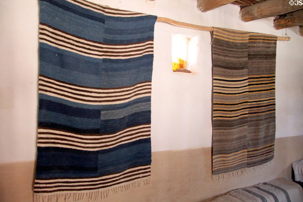 Woven blankets at Rancho de las Golondrinas. Santa Fe, NM.