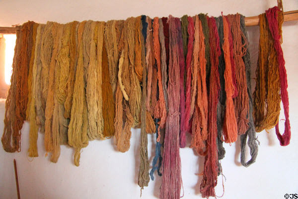 Yarn colored by natural dyes at Rancho de las Golondrinas. Santa Fe, NM.