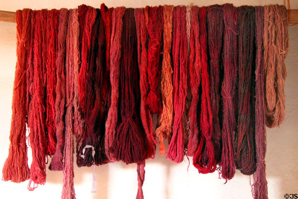 Yarn colored by natural dyes at Rancho de las Golondrinas. Santa Fe, NM.