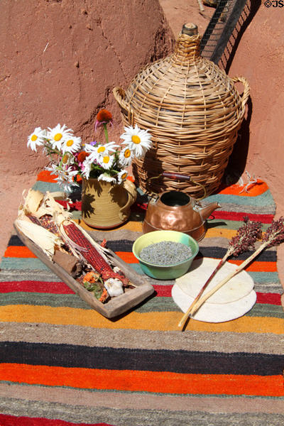 Corn, flowers & basket at Rancho de las Golondrinas. Santa Fe, NM.