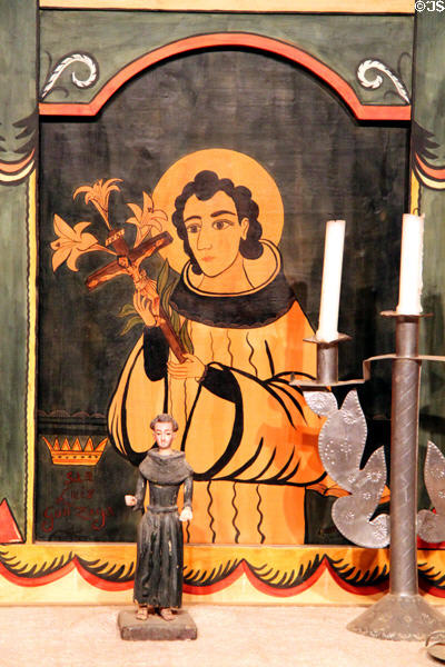 St Luis Gonzaga by José Ramón Lopez on Reredos in Golondrinas Chapel at Rancho de las Golondrinas. Santa Fe, NM.