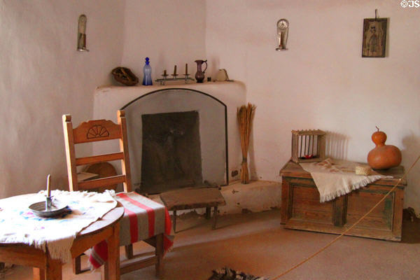Living room in Rancho de las Golondrinas. Santa Fe, NM.