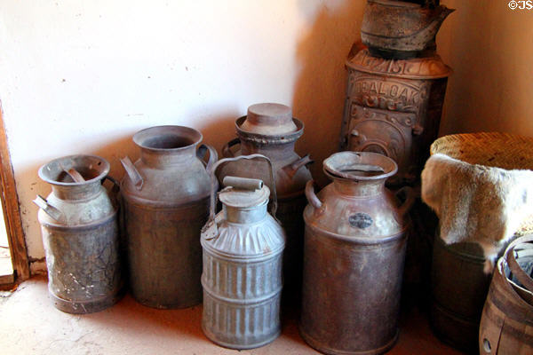 Milk cans in country store at Rancho de las Golondrinas. Santa Fe, NM.