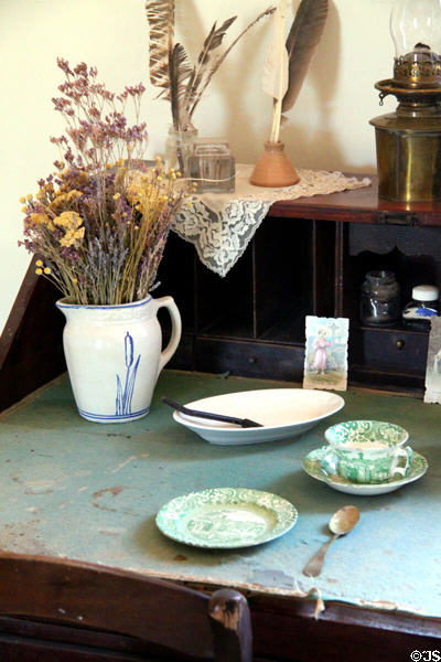 Teacher's desk in Raton schoolhouse at Rancho de las Golondrinas. Santa Fe, NM.