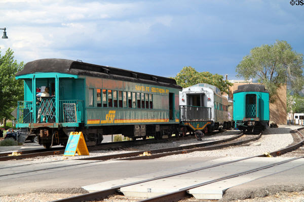 Santa Fe Southern Ry heritage Bar Car at Santa Fe railyards. Santa Fe, NM.