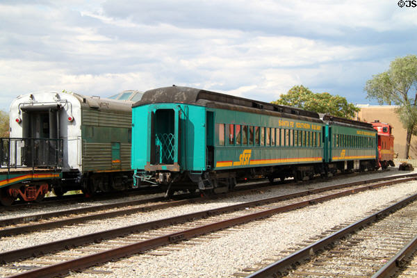 Heritage Santa Fe Southern Ry sightseeing rail cars. Santa Fe, NM.