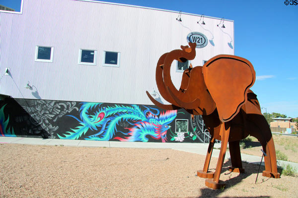 One of a number of art galleries in Santa Fe Railyard district. Santa Fe, NM.