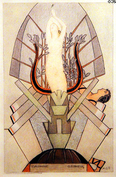 Daphne Being Saved by Entreaties of Apollo, Turned into Laurel Bush painting (1945) by Mary Greene Blumenschein at Blumenschein Home & Museum. Taos, NM.
