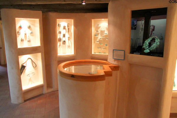 Stylish display cases at Millicent Rogers Museum. Taos, NM.