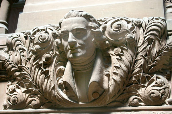 Carving of President Thomas Jefferson in New York State Capitol. Albany, NY.