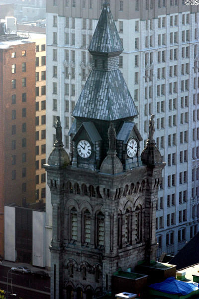 Erie County Hall (1876) (Franklin St.) 76m 249ft where President William McKinley lay in state. Buffalo, NY. Style: Victorian Romanesque. Architect: Andrew Jackson Warner. On National Register.