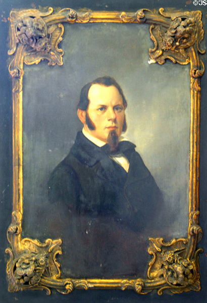 Portrait of 19th C Fireman at FASNY Museum of Firefighting. Hudson, NY.