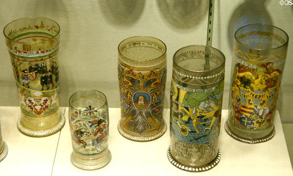 German glass humpens (17thC) at Corning Museum of Glass. Corning, NY.