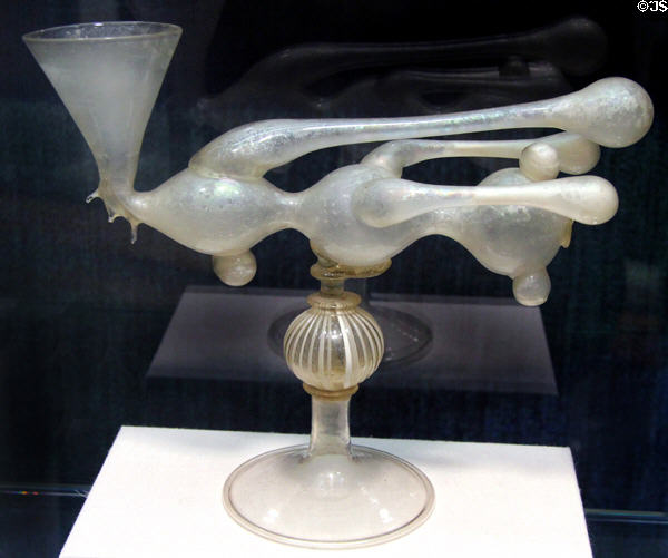 Spanish trick puzzle glass (early 17thC) from Catalonia at Corning Museum of Glass. Corning, NY.