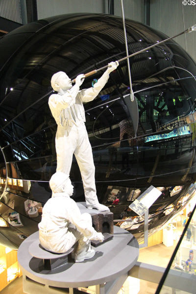 Sculpture of glassblowers at Corning Museum of Glass. Corning, NY.