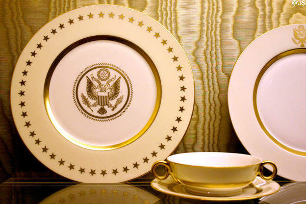 Haviland china used by Roosevelt's White House in Presidential Museum. Hyde Park, NY.