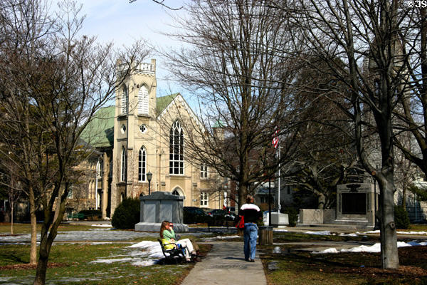 Historic DeWitt Park offers calm in downtown Ithaca. Ithaca, NY.