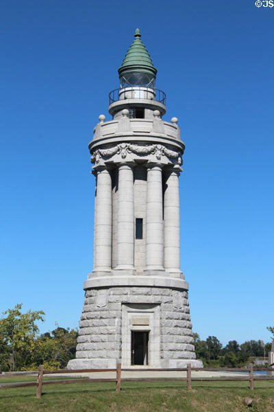 Samuel de Champlain Tricentennial (1909) lighthouse & monument (1911-12) at Crown Point on Lake Champlain. Crown Point, NY.