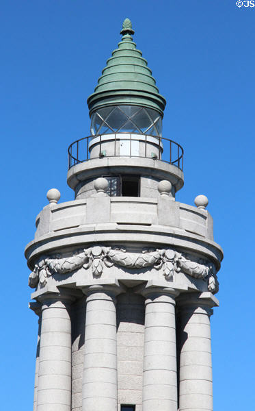 Lighthouse spire of Samuel de Champlain Tricentennial Monument. Crown Point, NY.