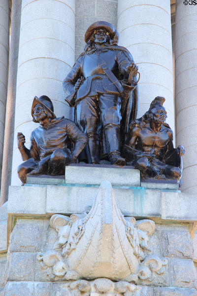 Sculpture of Samuel de Champlain on Tricentennial Monument. Crown Point, NY.