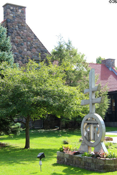 Roycroft Campus entrance with current Roycroft symbol. East Aurora, NY.