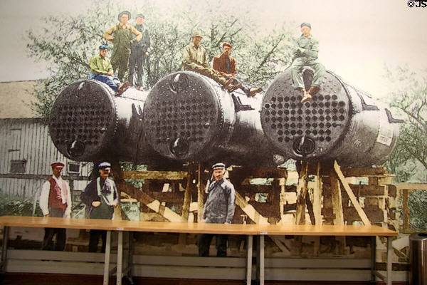 Photo mural of boilers of original Roycroft Campus Powerhouse. East Aurora, NY.