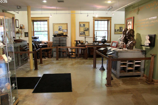 Lobby museum displays at Roycroft Campus Powerhouse. East Aurora, NY.