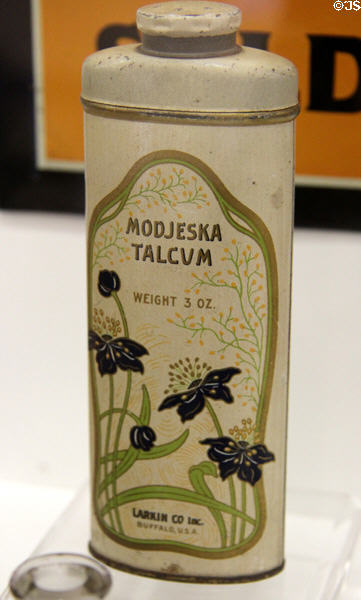 Modjeska Talcum tin by Larkin Soap Manuf. Co. of Buffalo, NY at Roycroft Campus Powerhouse. East Aurora, NY.